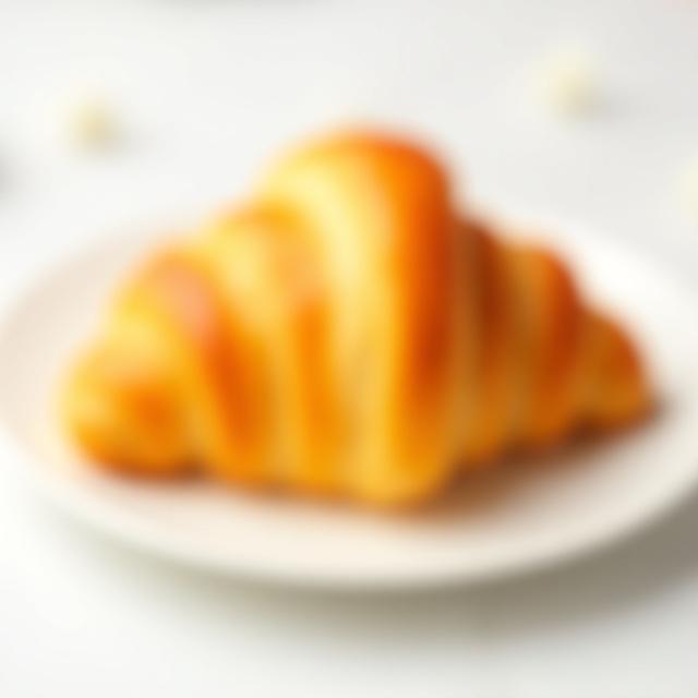 A golden brown butter croissant on a plate.